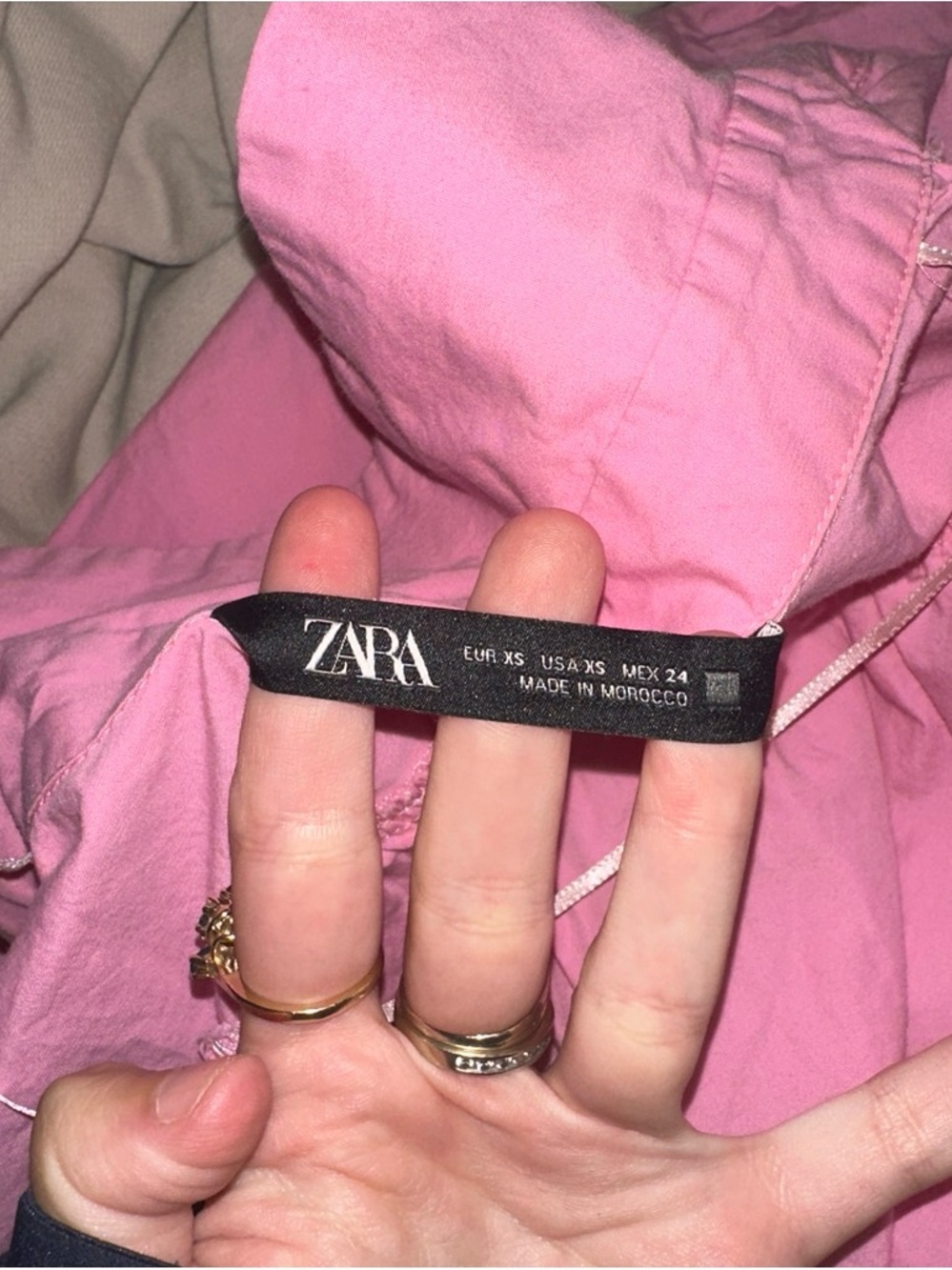 Zara Pink Smocked-Waist Mini Shirt Dress - Picture 3 of 3
